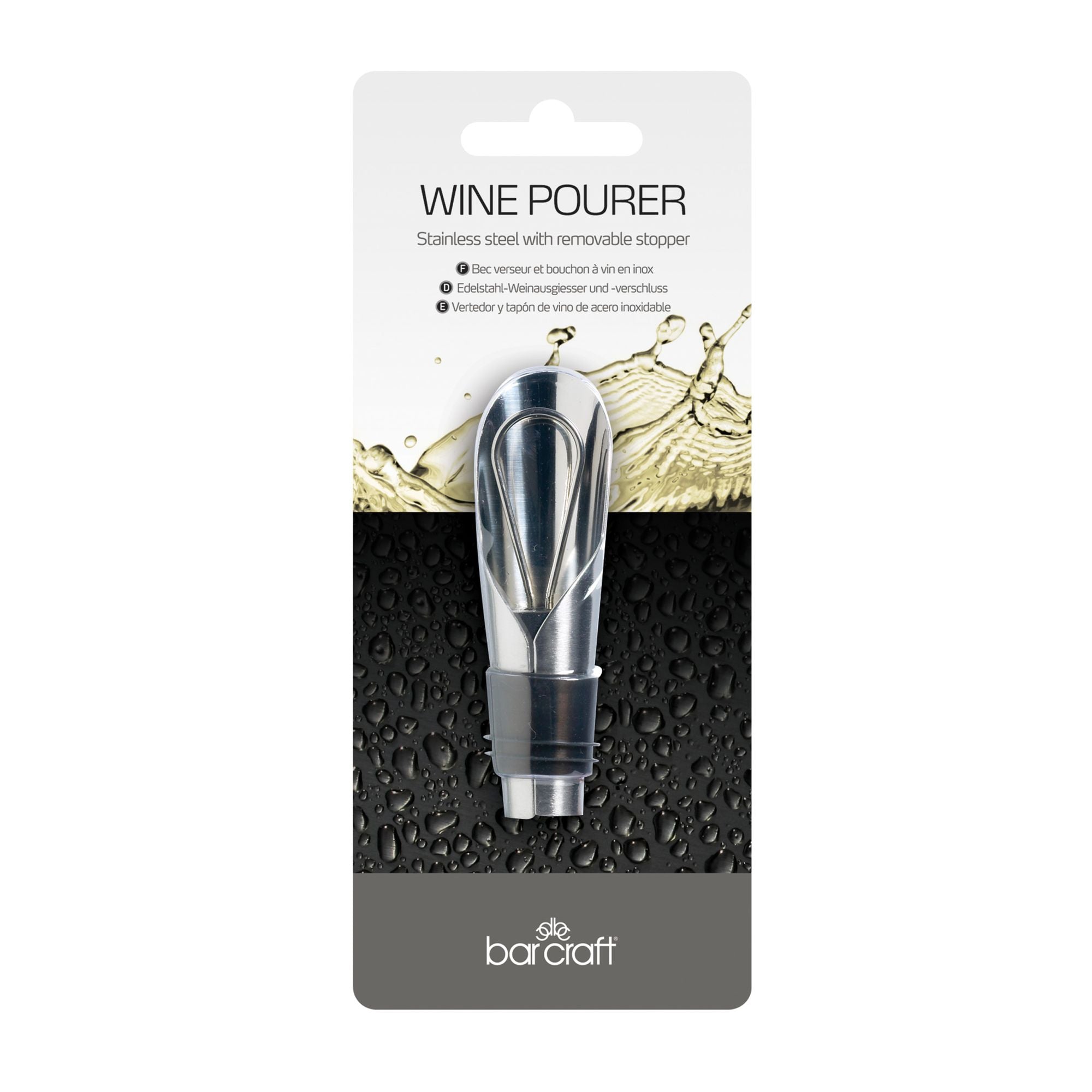 BarCraft Stainless Steel Wine Pourer with Stopper image 1