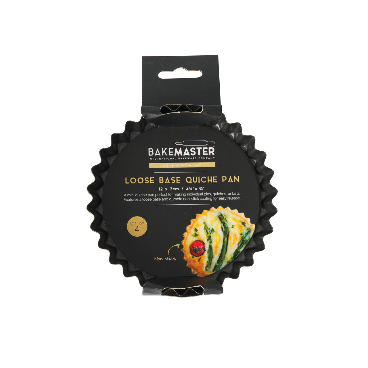 Bakemaster Loose Base Quiche Pan Set of 4 12 x 2cm - Non-stick image 3