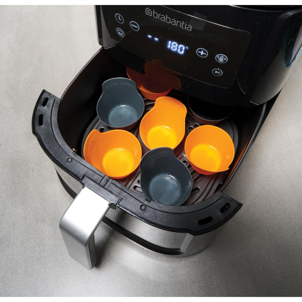 Bakemaster Silicone Baking Cups Set of 12 7 x 4cm Orange/Grey image 1