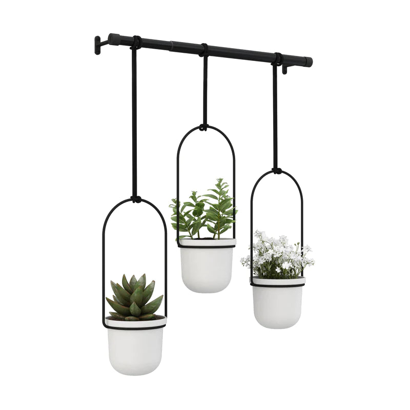 Umbra Triflora Hanging Planter - White-Black image 0