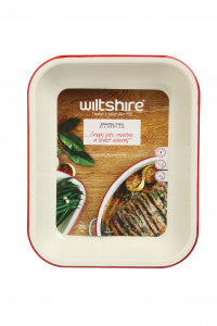 Wiltshire Enamel Baking Dish with red rim 34cm image 1
