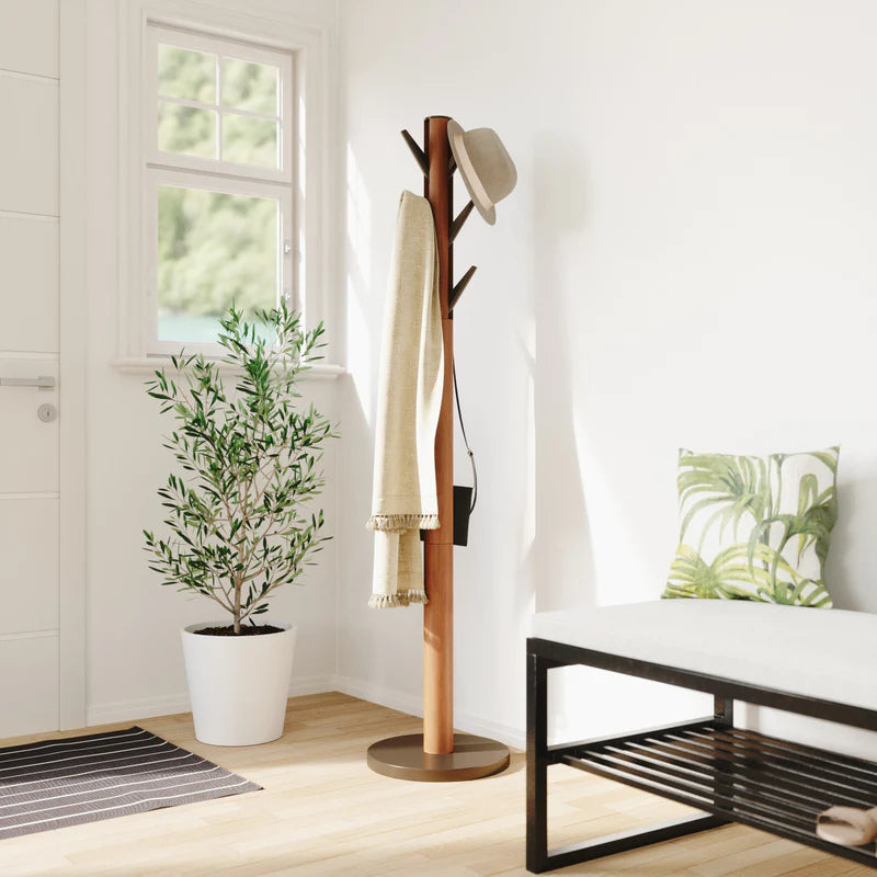 Umbra Flapper Coat Rack - Light Walnut/Warm Gold image 1