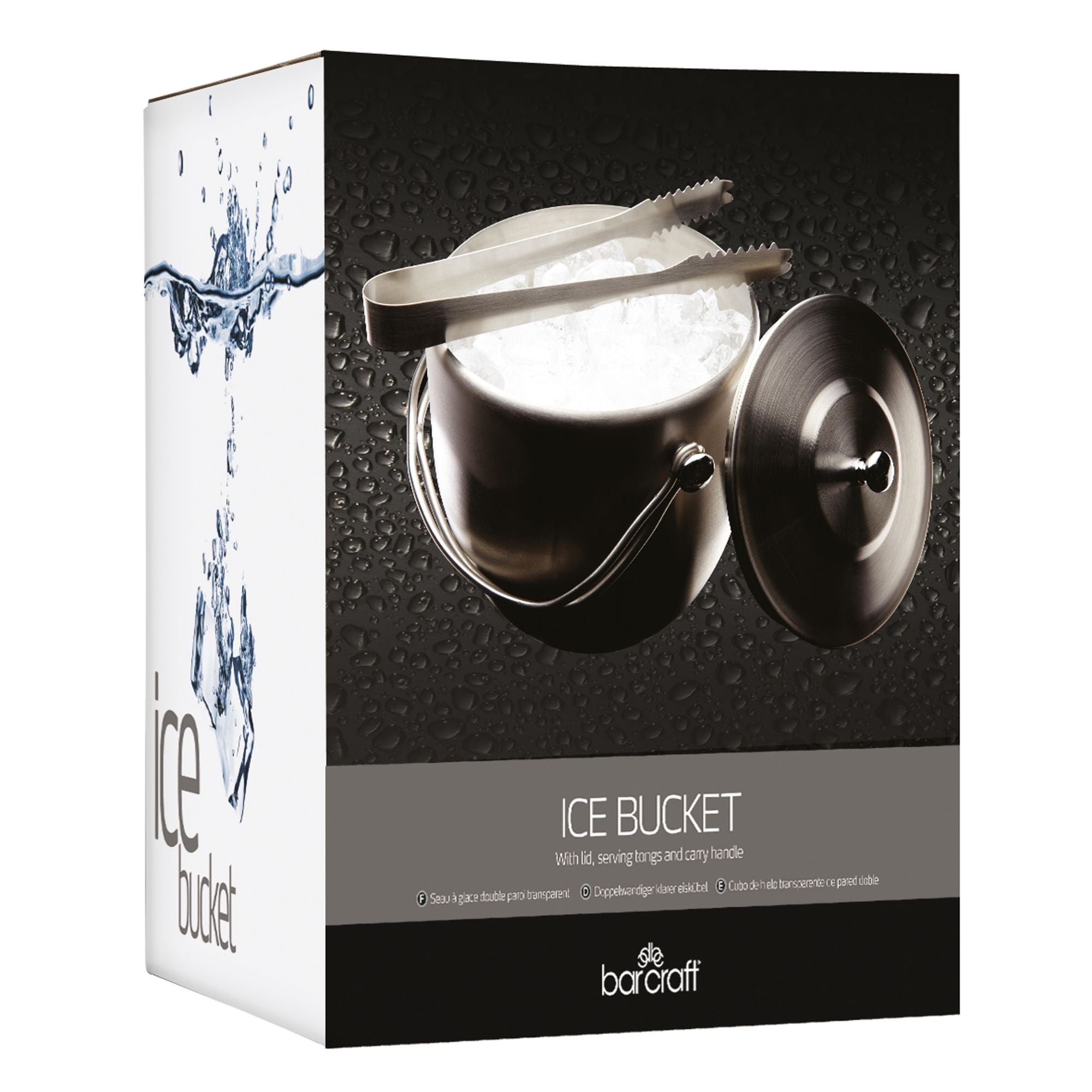 BarCraft Stainless Steel Ice Bucket with Lid and Tongs image 1