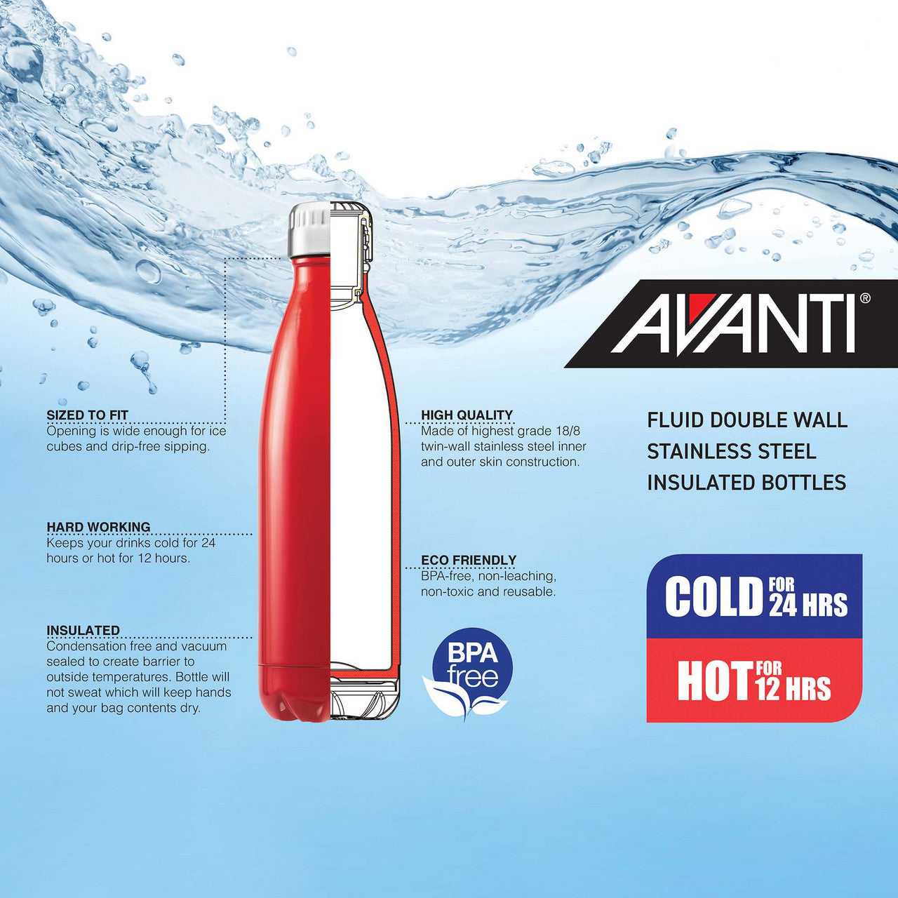 Avanti Fluid Vacuum Bottle - 500ml - Driftwood image 1