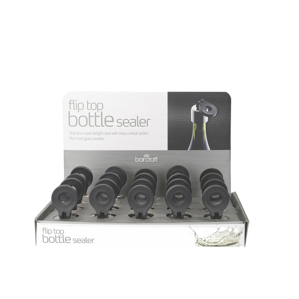 BarCraft Display of 20 Stainless Steel Flip Top Bottle Stoppers image 3